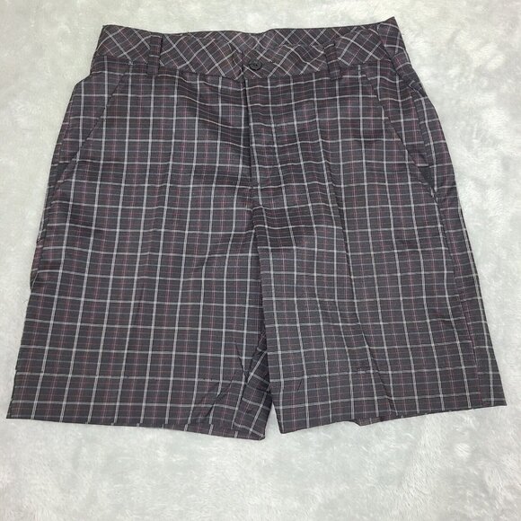 Fila Sport Mens  Golf Shorts Size 32 Plaid Blue Green Stretch Pockets Logo Light - Picture 1 of 8